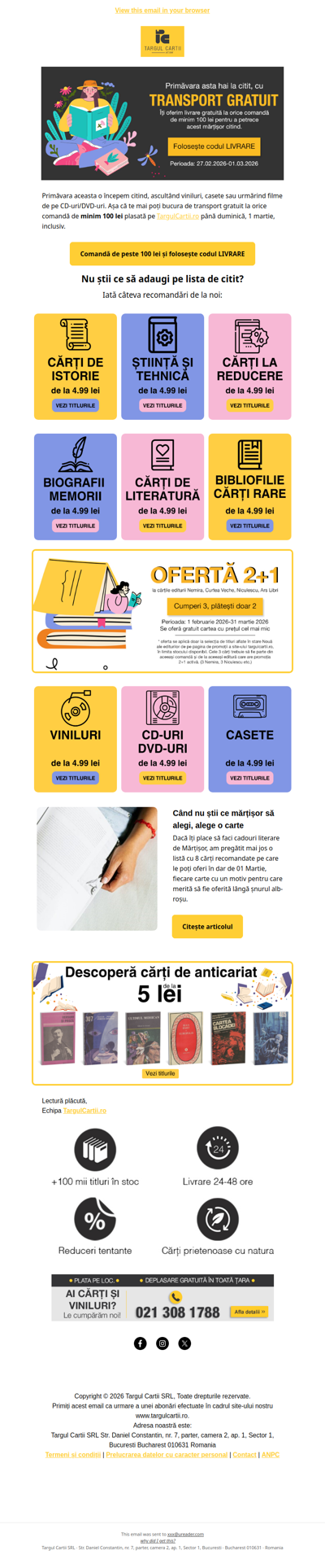 Mai ai o zi cu transport GRATUIT la orice comandă🚚