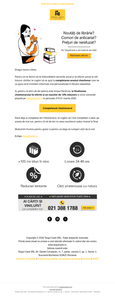 Tu completezi chestionarul, noi îți oferim cadou 🎁