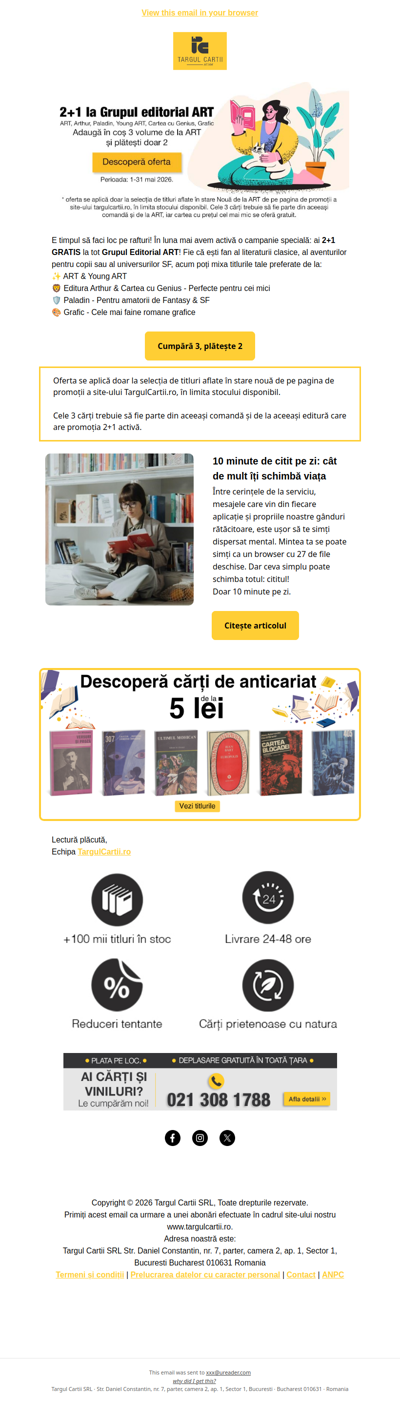 2+1 GRATIS: toate cărțile de la ART într-un singur coș🤩