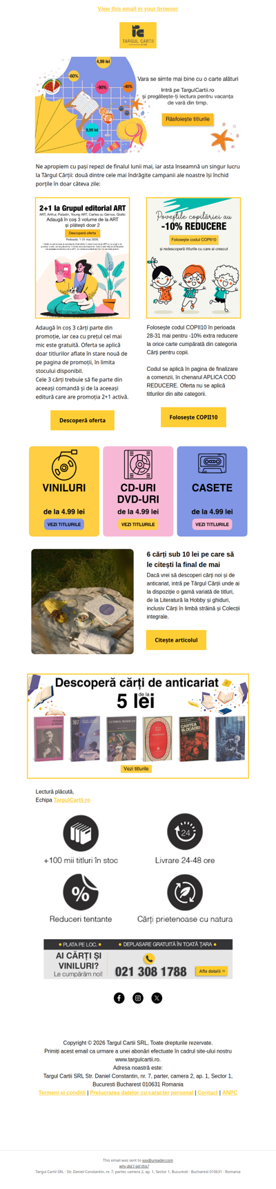 Grăbește-te: Se termină 2+1 la ART și -10% la cărțile pentru copii ⏳
