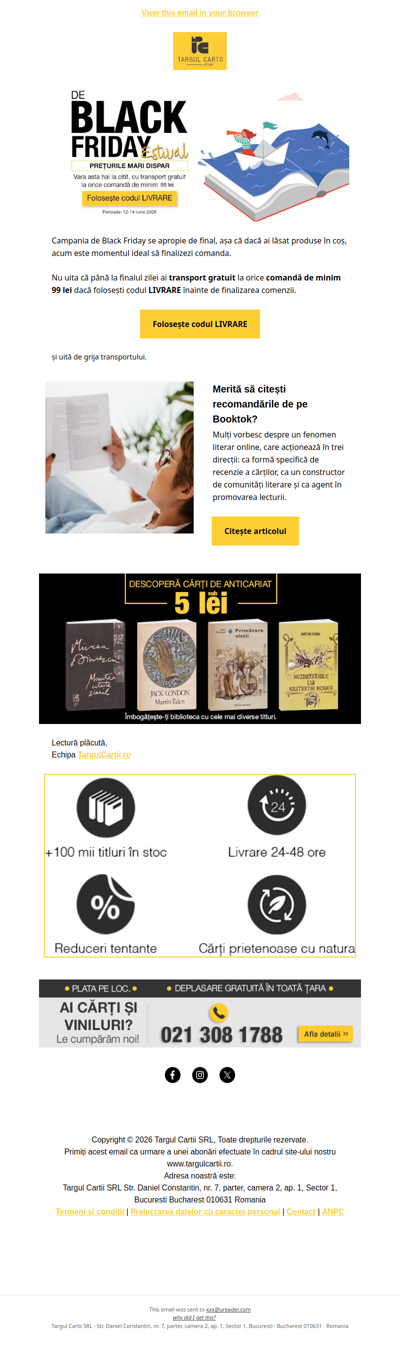 Ultima șansă: Finalizează comanda de Black Friday și ai Transport GRATUIT ⏳