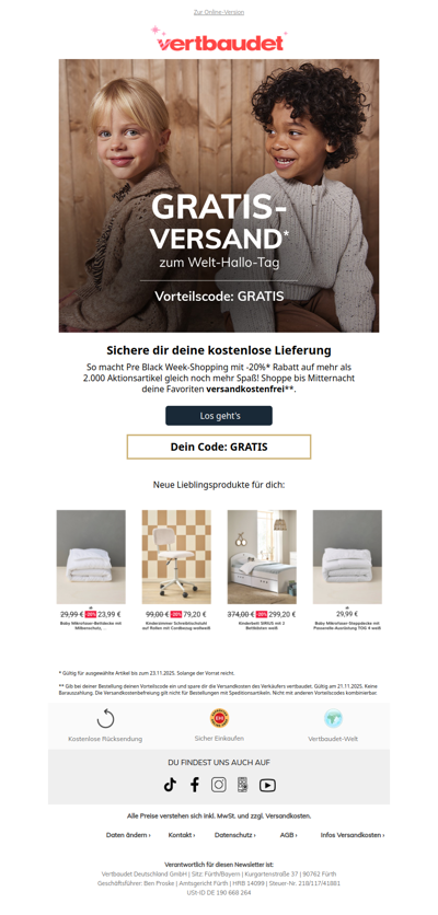 Heute: Gratis-Versand für dich 👋