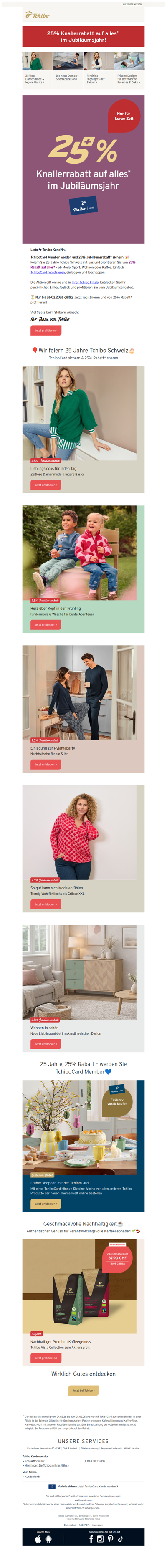 🎈25 % Jubiläumsrabatt* mit TchiboCard 💙