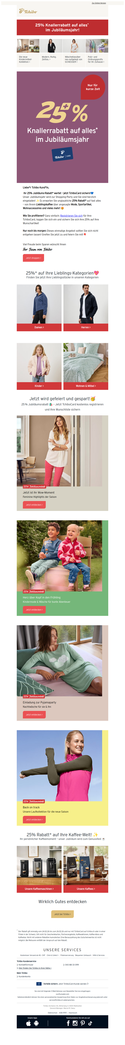 25% Jubiläums-Rabatt* - nur mit TchiboCard 🎂✨