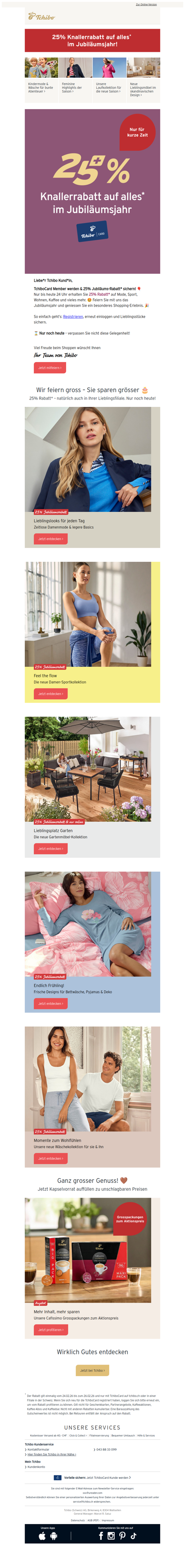 ⏰Letzte Chance: 25% Rabatt* mit TchiboCard 💙