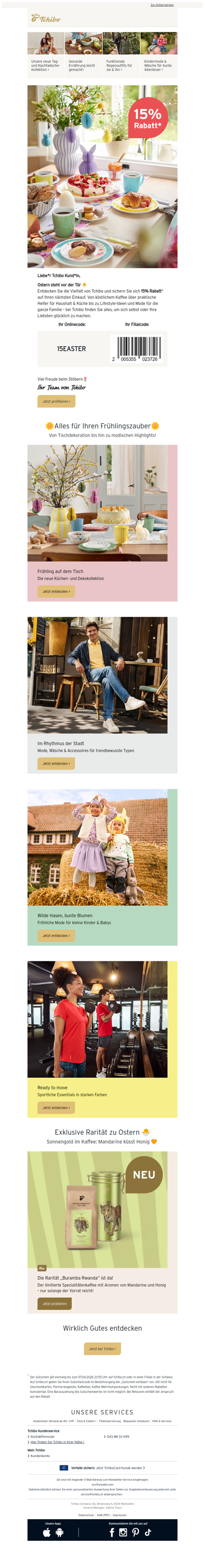 15% Rabatt* hoppeln zu Ihnen 🐰