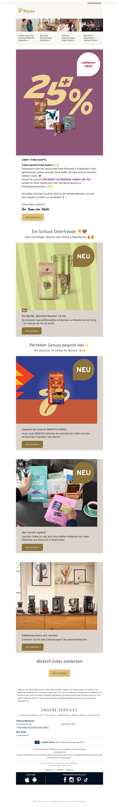 ☕25% auf Kaffee* & Tee zum Osterbrunch🐰