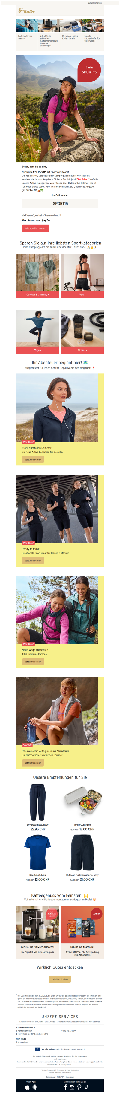 Nur heute 15% Rabatt* auf Sport & Outdoor!