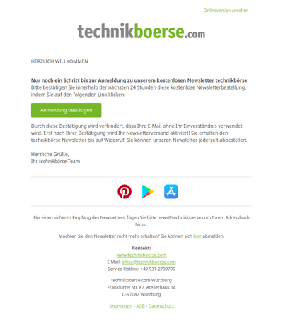 Aktivieren Sie Ihren kostenlosen technikboerse-Newsletter!