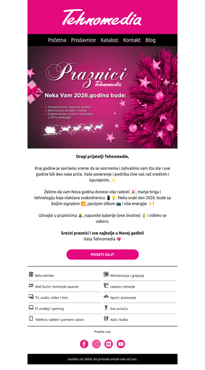 🎅✨ Srećni praznici! Tehnomedia vam želi uspešnu i sjajnu 2026. 🎉🎄