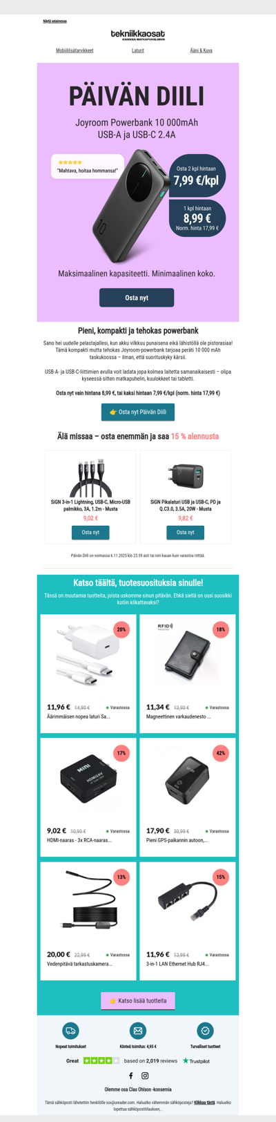 Päivän Diili: Powerbank 10 000mAh