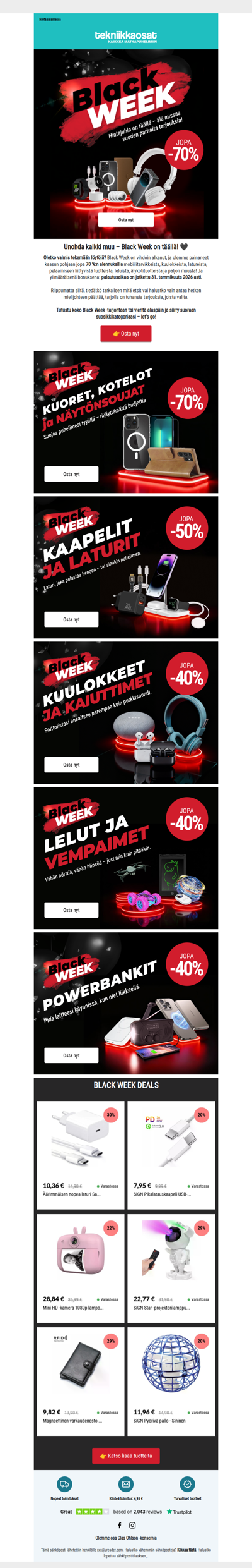 🖤 BLACK WEEK = jopa 70 % alennusta 🔥