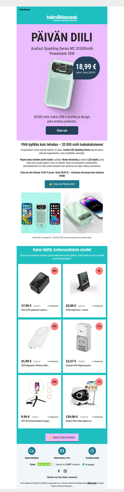 Päivän Diili: Powerbank 20 000mAh 30W