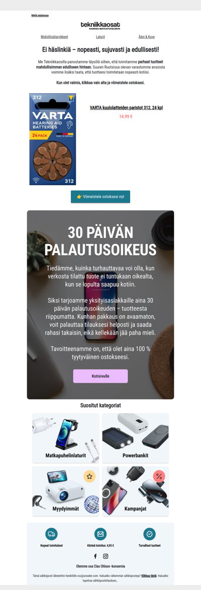 Alhaiset hinnat ja nopeat toimitukset