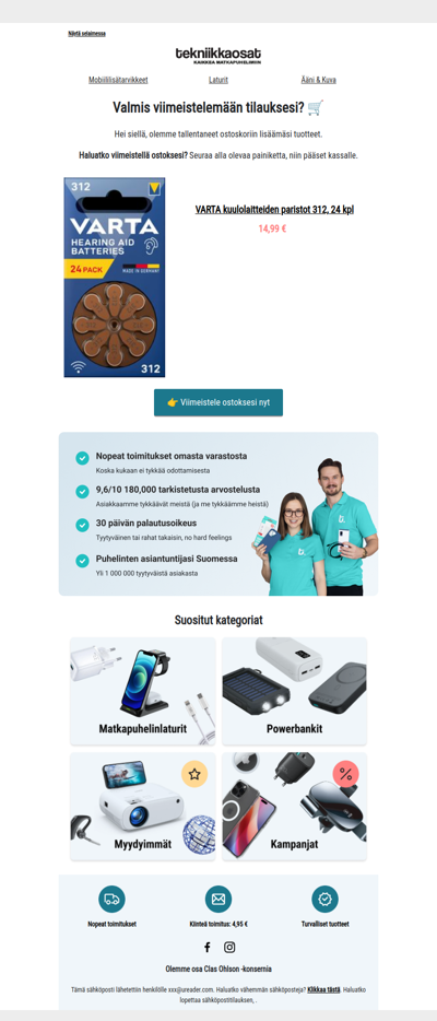 Älä unohda ostoskoriasi!