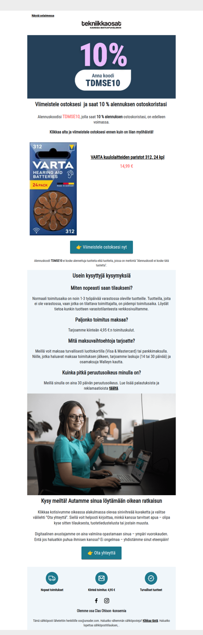 10 % alennus ostoskoristasi on edelleen voimassa!