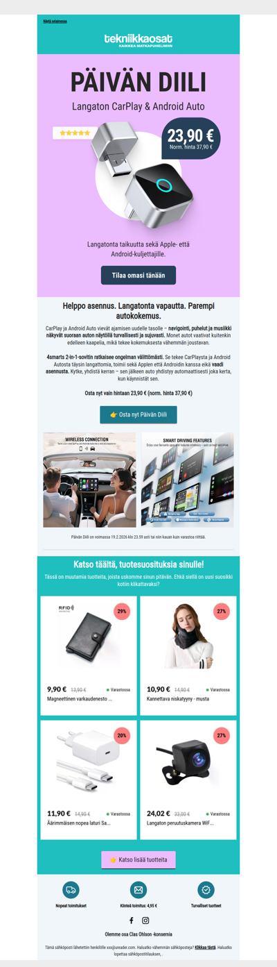 Päivän Diili: Langaton CarPlay & Android Auto