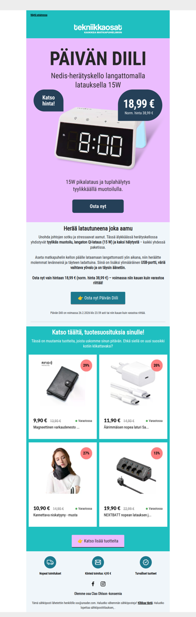 Päivän Diili: Herätyskello ja langaton lataus 15 W ⏰