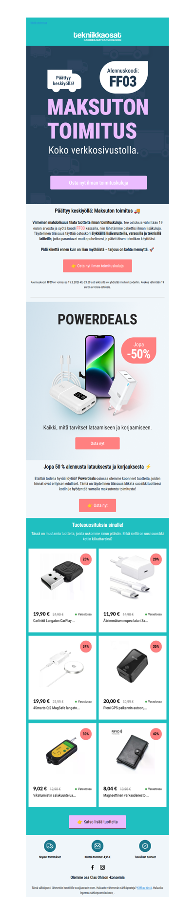 🚚 Viimeinen mahdollisuus: Maksuton toimitus ostoksillesi