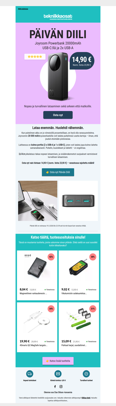 Päivän Diili: Powerbank 20 000mAh