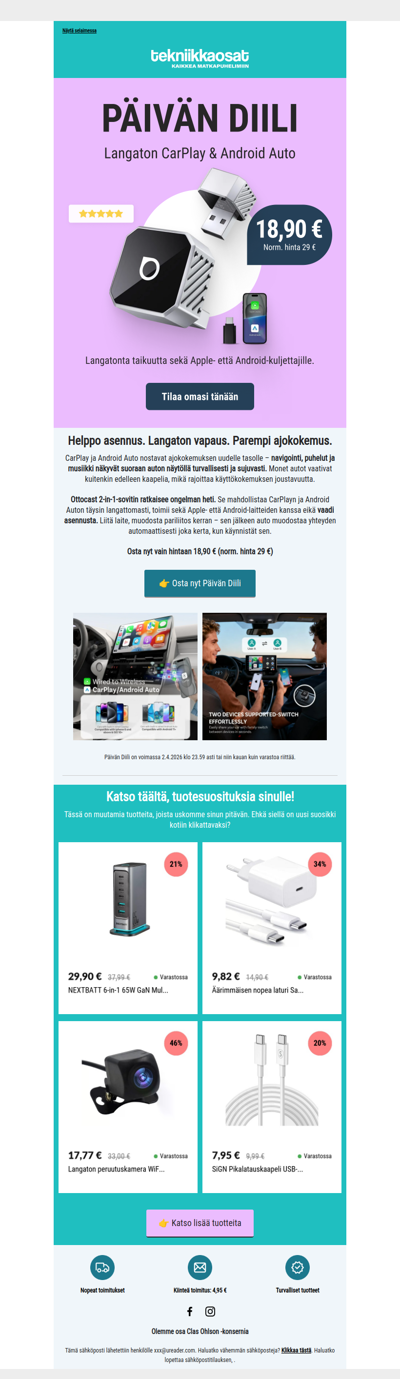Päivän Diili: Langaton CarPlay ja Android Auto