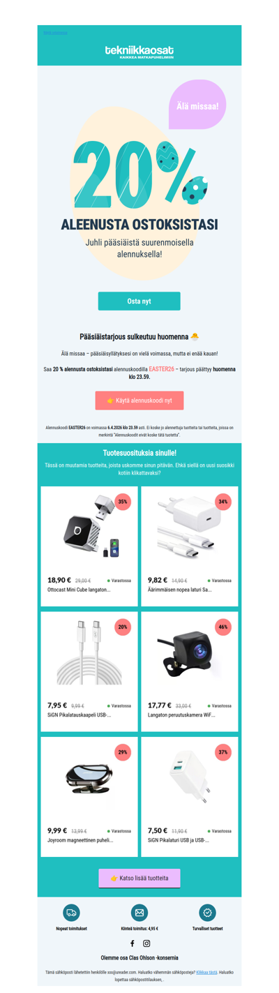 Pääsiäistarjous päättyy huomenna 🐣