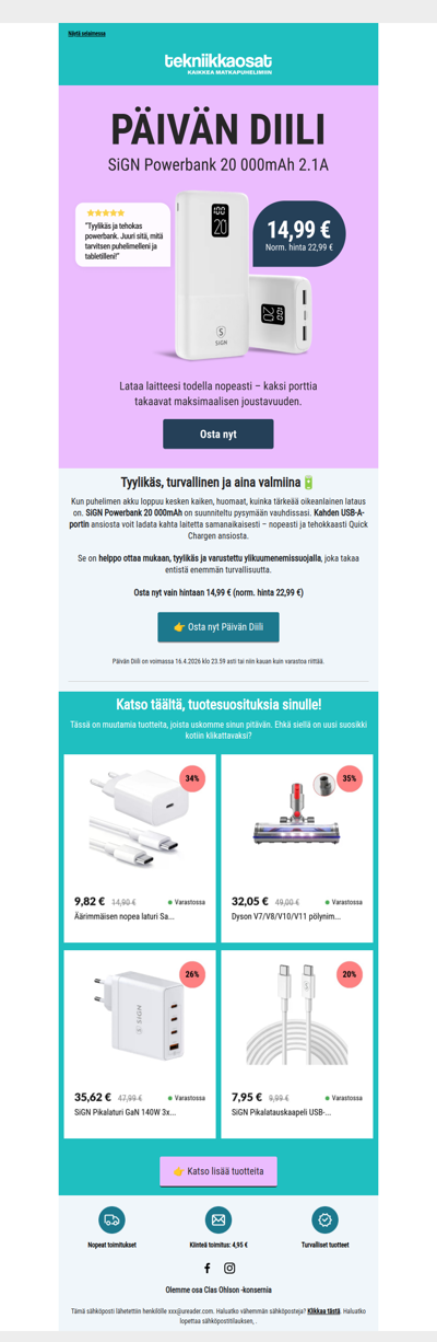 Päivän Diili: Tehokas Powerbank 20 000mAh