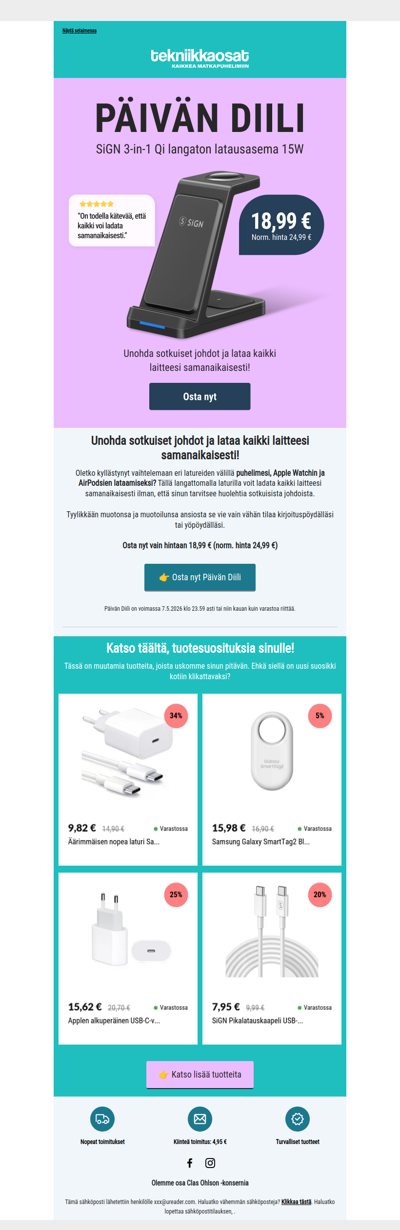 Päivän Diili: Langaton laturi 3-in-1 15W