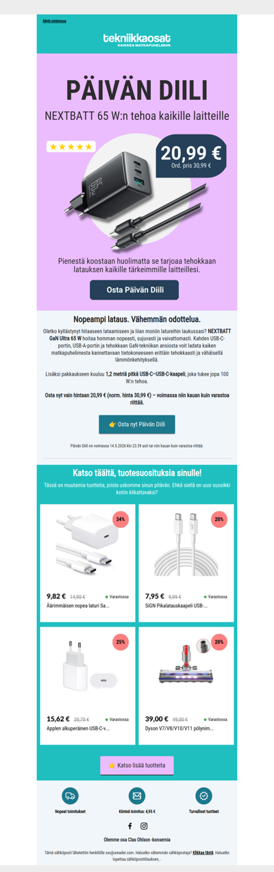 Päivän Diili: Pikalaturi GaN 65 W