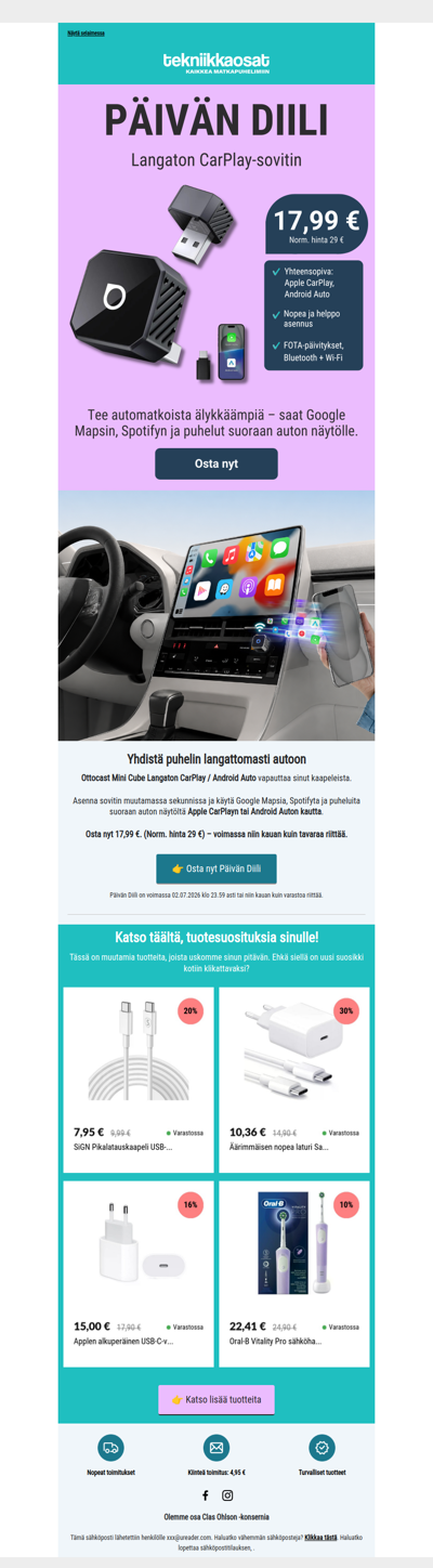 Päivän Diili: Langaton CarPlay iPhonelle ja Androidille 🚗⚡