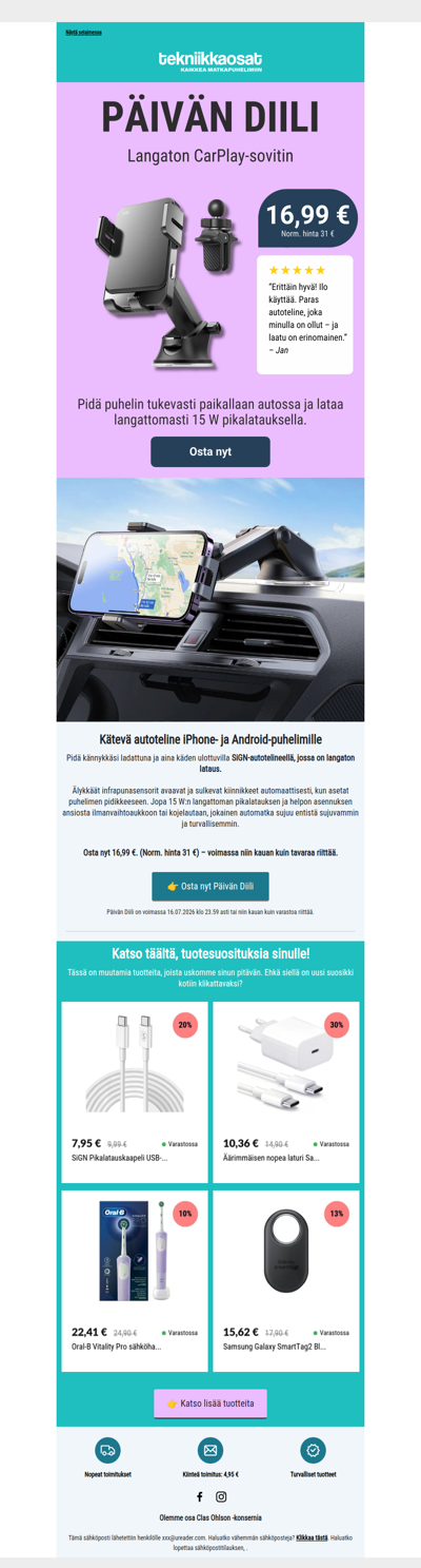 Päivän Diili: Autoteline ja laturi 🚗⚡