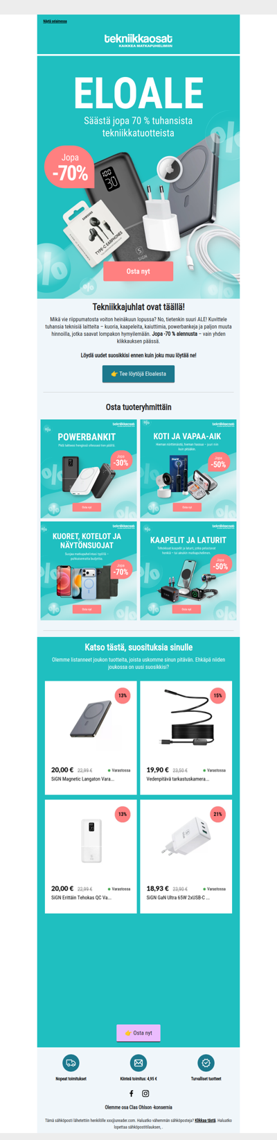 🎉 ELOALE ON KÄYNNISSÄ – jopa -70 % alennusta!