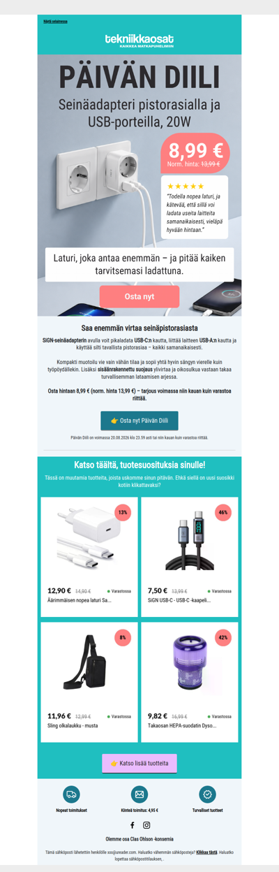 Päivän Diili: Seinäadapteri ⚡