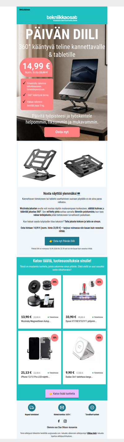 Päivän Diili: Jalusta kannettavalle tietokoneelle ja tabletille 💻