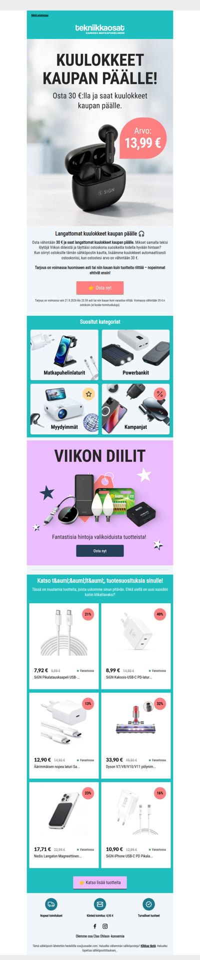 🎁 Kuulokkeet kaupan päälle ja Viikon diilit
