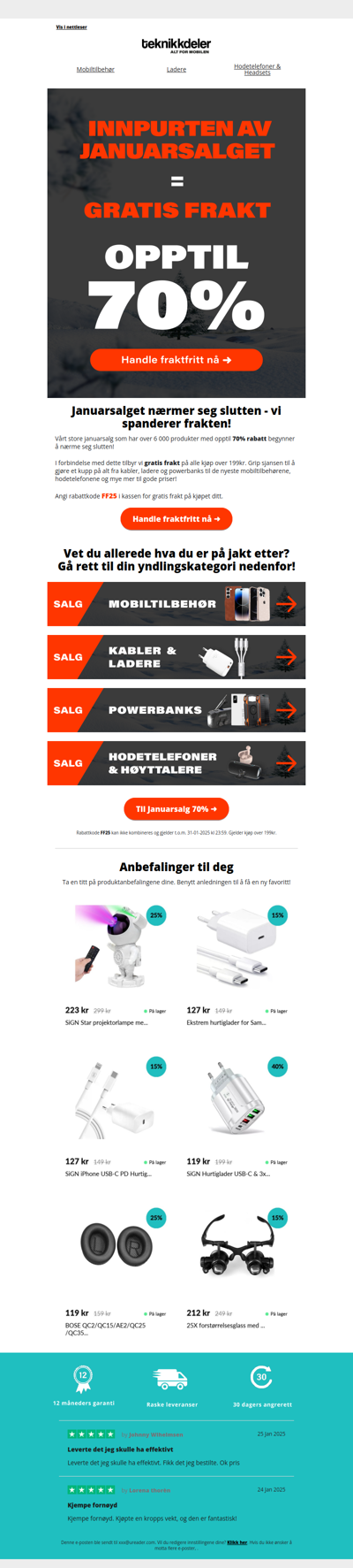 Gratis frakt og innspurt på januarsalget 📦🛒