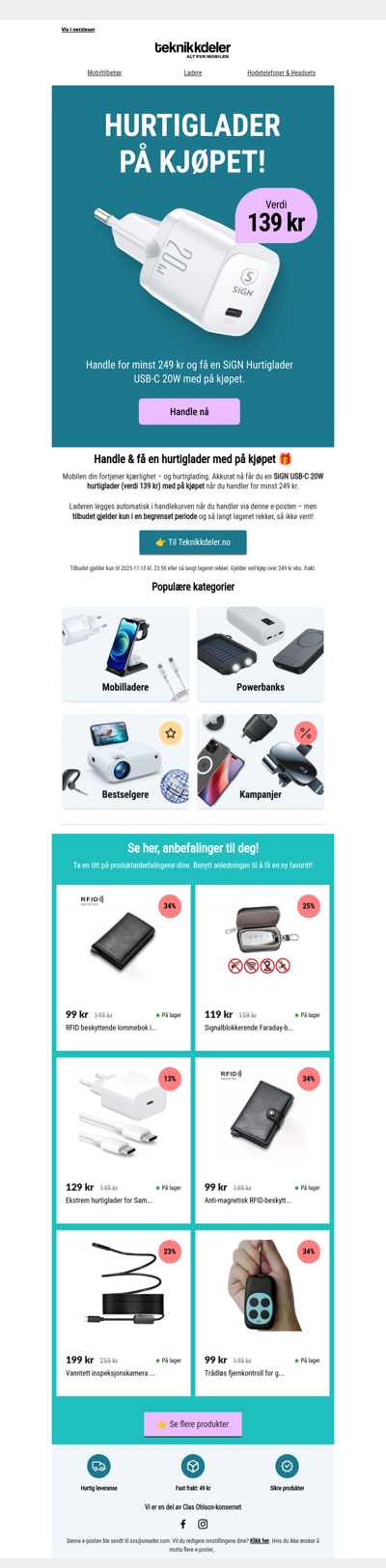 Hurtiglader på kjøpet 🎁