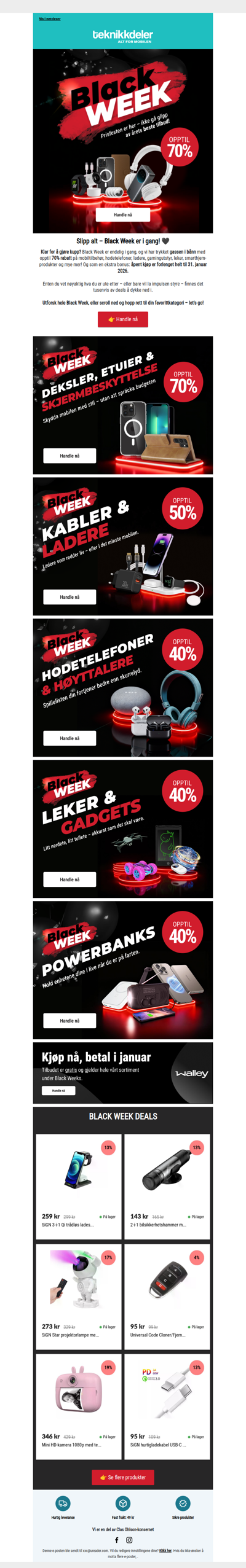 🖤 BLACK WEEK = opptil 70% rabatt 🔥