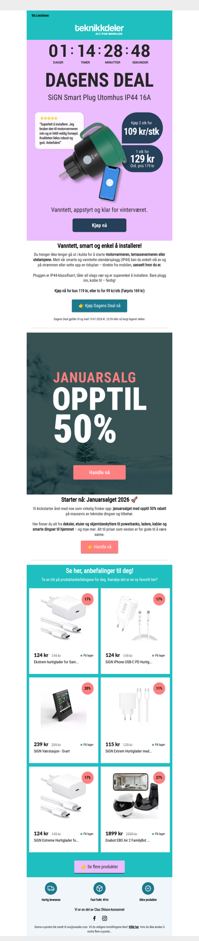 Dagens Deal: Smart Utendørsplugg 16A IP44