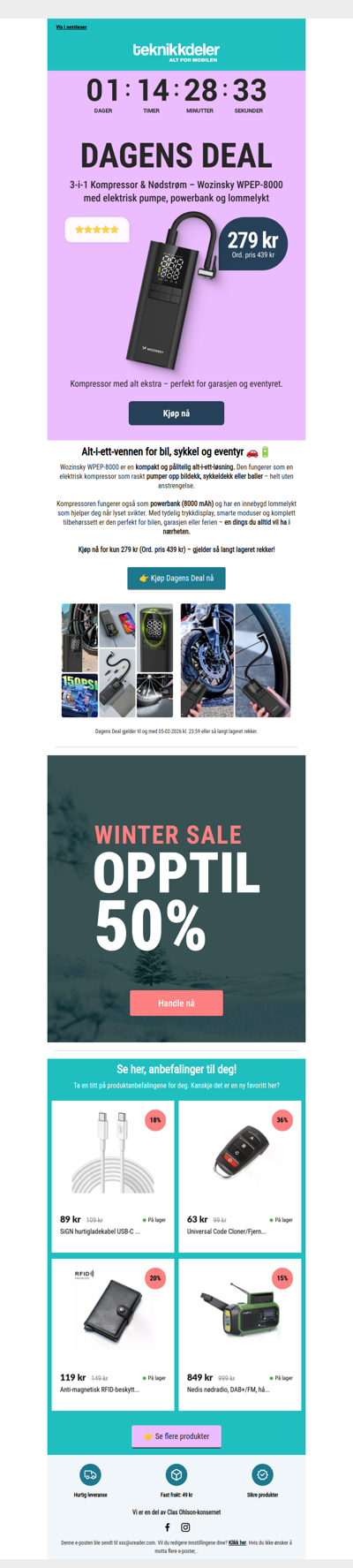 Dagens Deal: 3-i-1 Kompressor & Powerbank