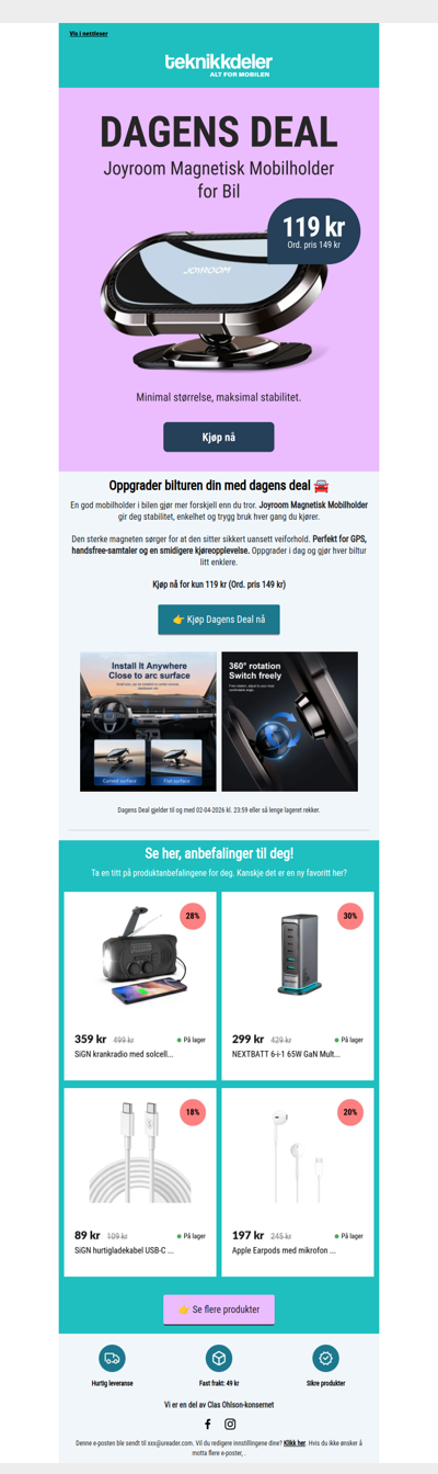 Dagens Deal: Mobilholder til bilen 🚘