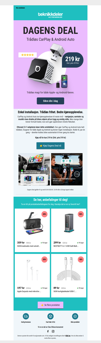 Dagens deal: Trådløs CarPlay & Android Auto