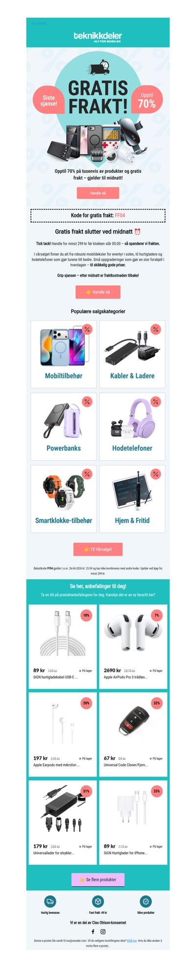 🚚 0 kr i frakt? Jepp!