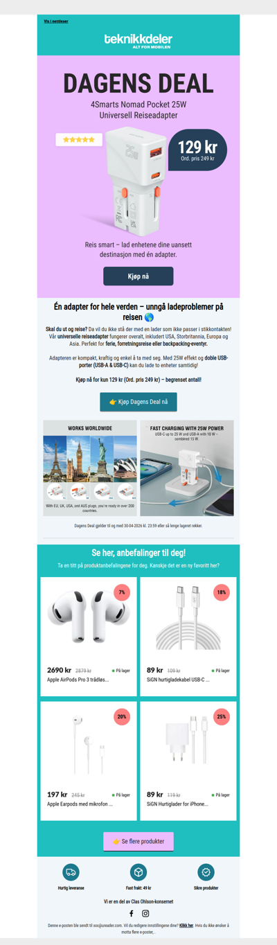 Dagens Deal: Universal Reiseadapter 25W