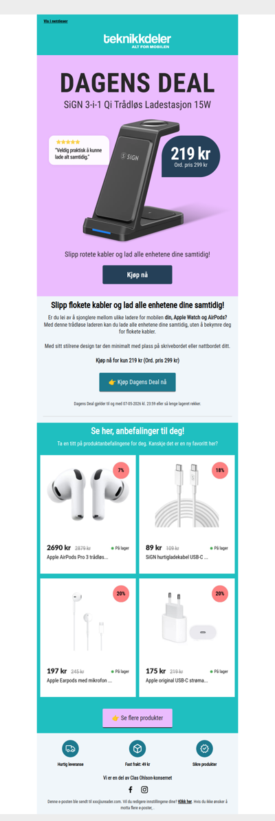 Dagens Deal: Trådløs Lader 3-i-1 15W