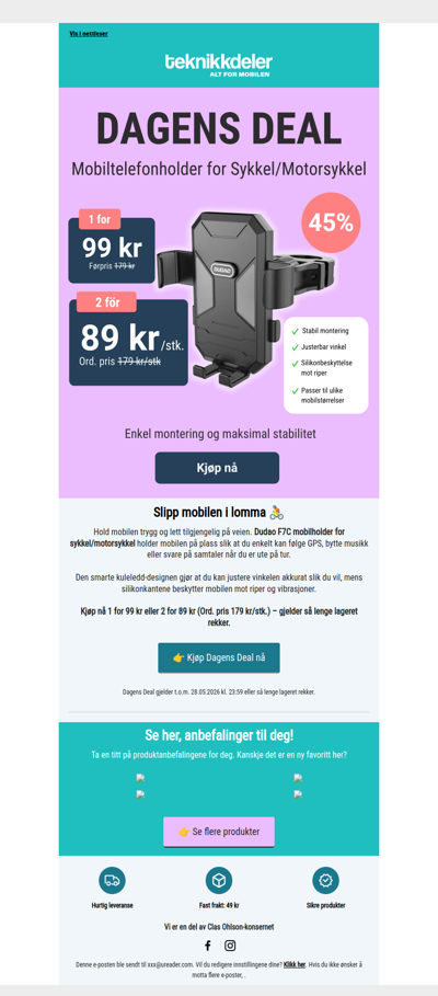 Dagens Deal: Dudao mobilholder for sykkel & MC 📱