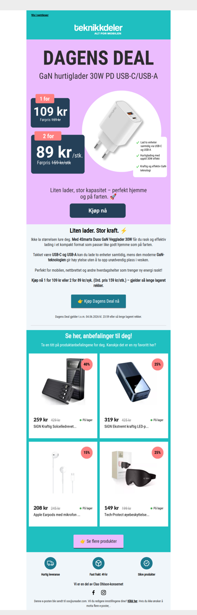 Dagens Deal: 4Smarts Duos GaN-lader 30W ⚡