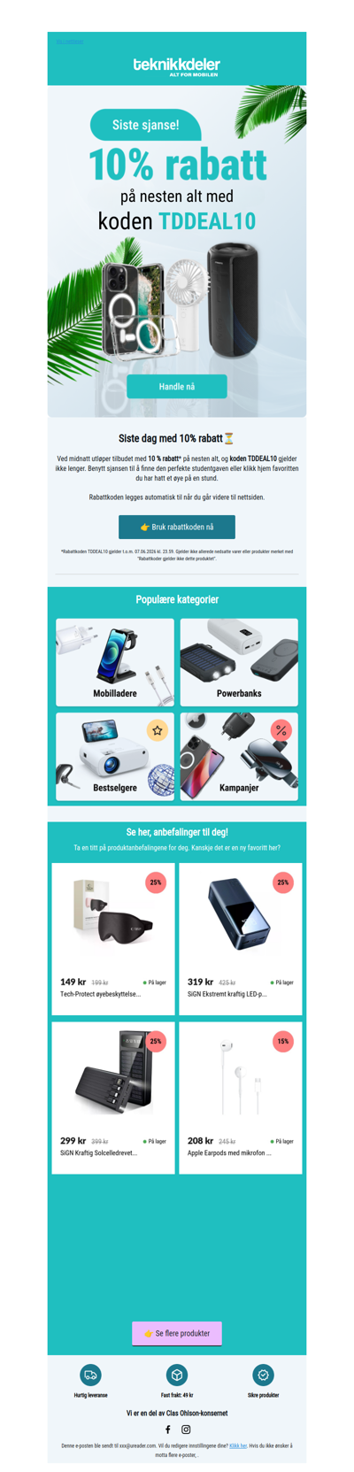 Ikke gå glipp av 10% rabatt på nesten alt ⏳