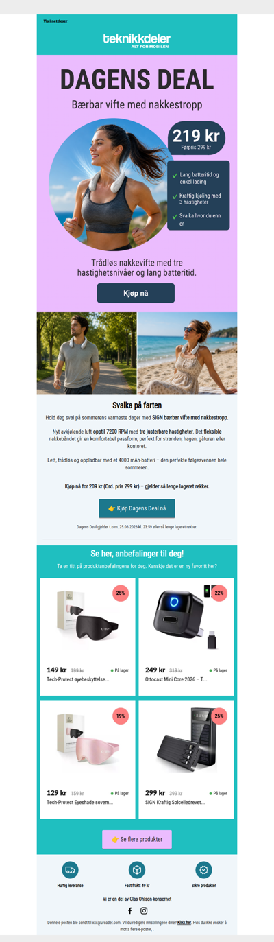Dagens Deal: Bærbar vifte med nakkestropp 🌬️