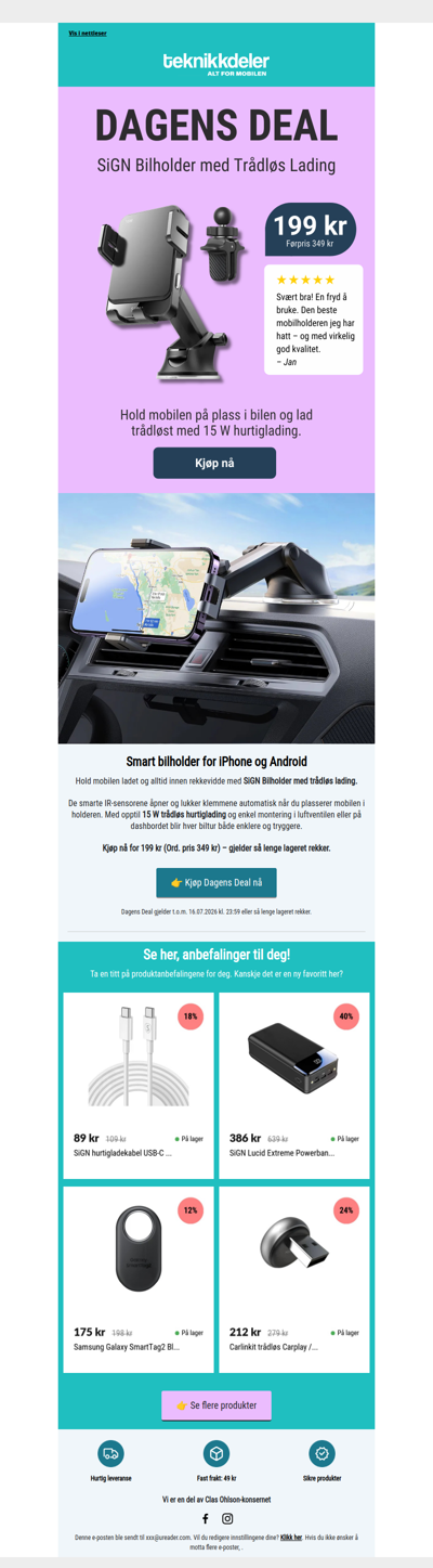 Dagens Deal: Bilholder og lader til mobilen 🚗⚡